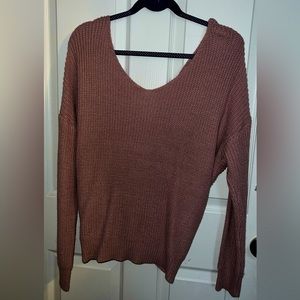 Steal the Spotlight Twist Back Sweater-Mauve-Size L
